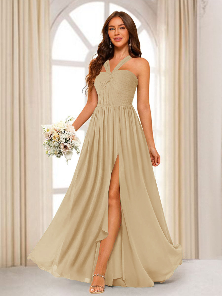 Bellamy Champagne back view bridesmaid dress