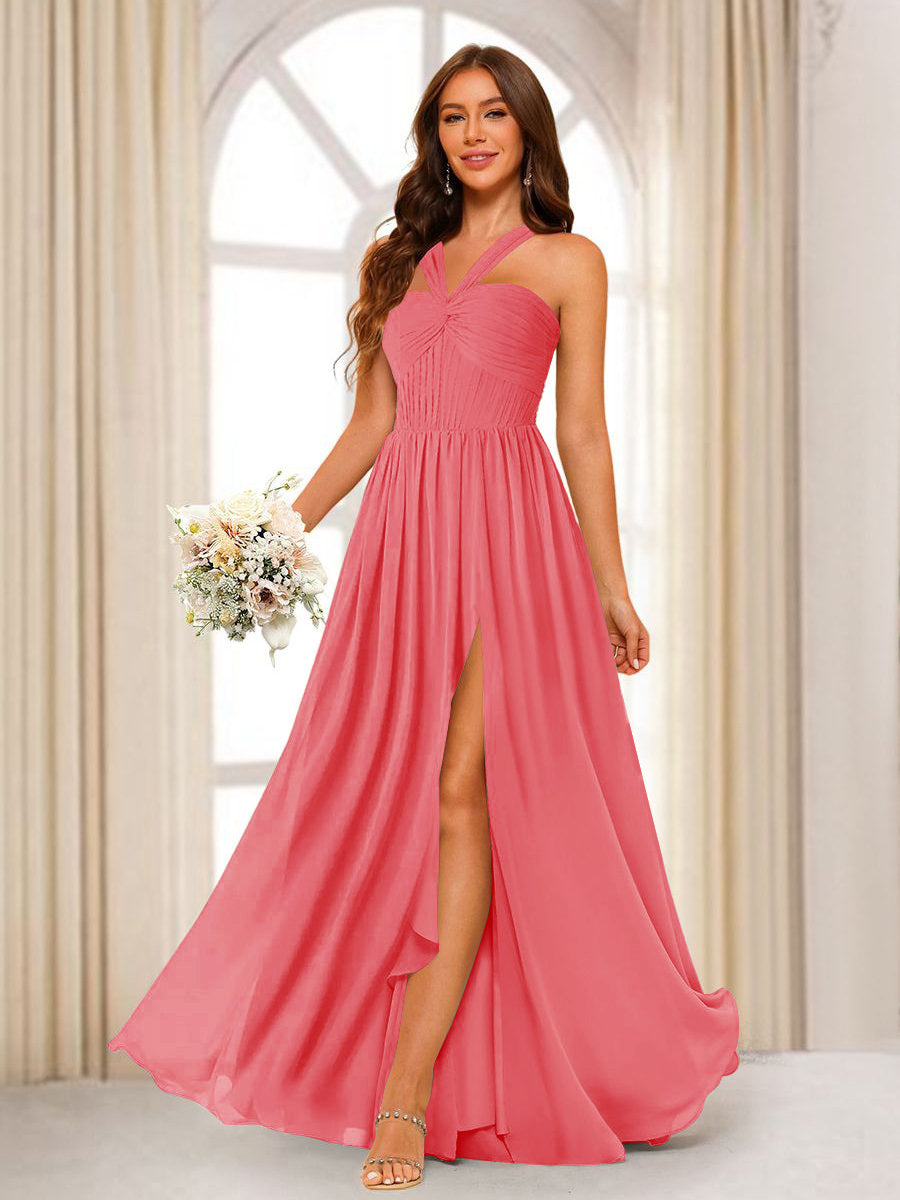 Bellamy Coral back view bridesmaid dress