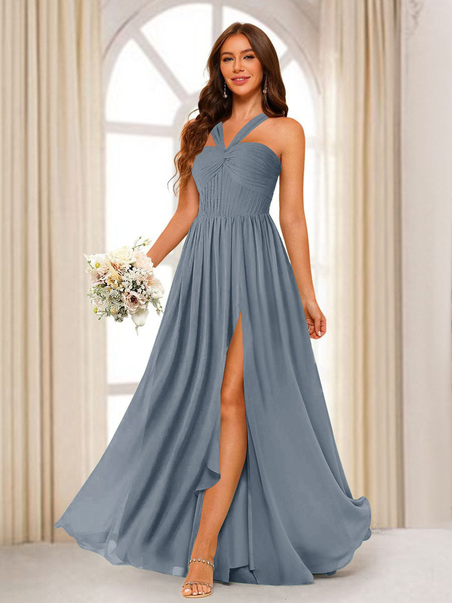 Bellamy Dusty Blue front view bridesmaid dress