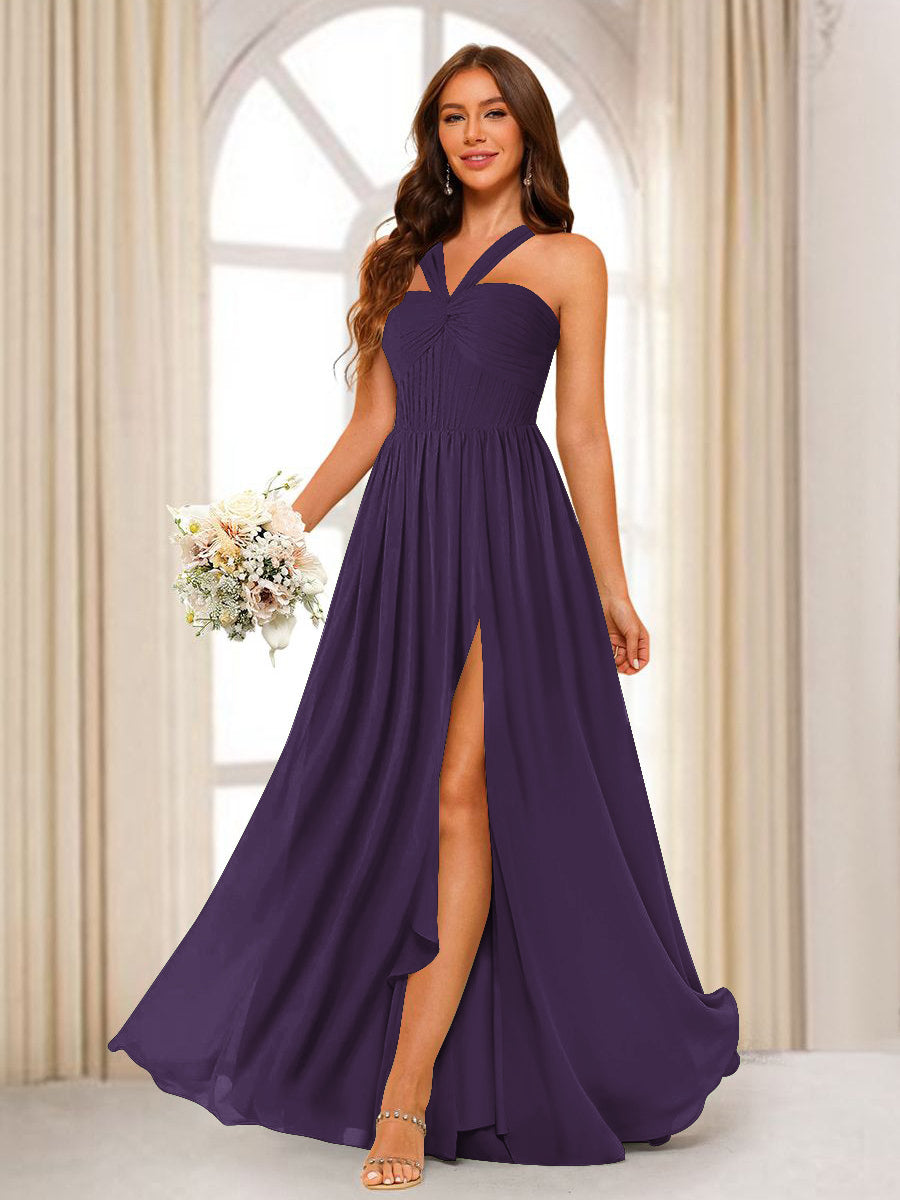 Bellamy Grape front view bridesmaid dress
