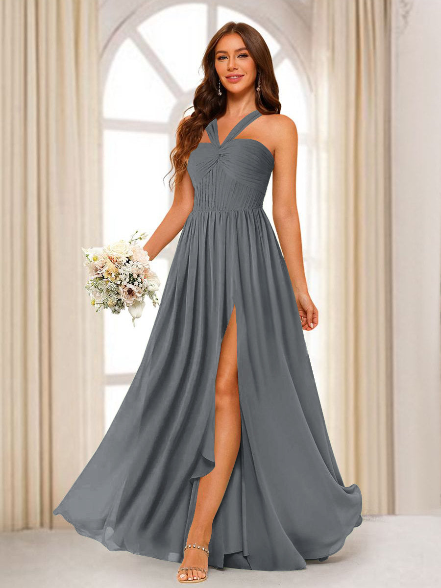 Bellamy Grey front view bridesmaid dress