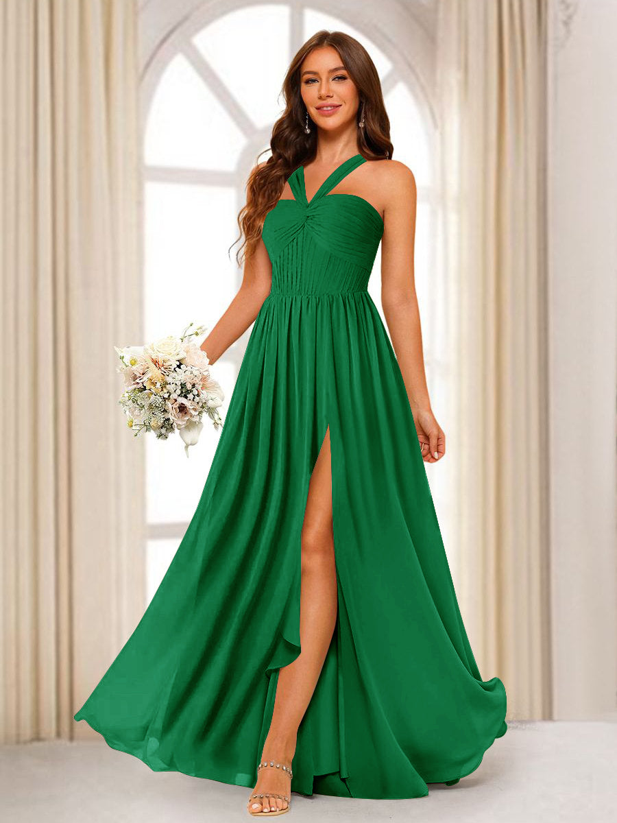 Bellamy Forest Green front view bridesmaid dress
