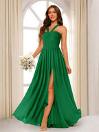 Bellamy Forest Green front view bridesmaid dress