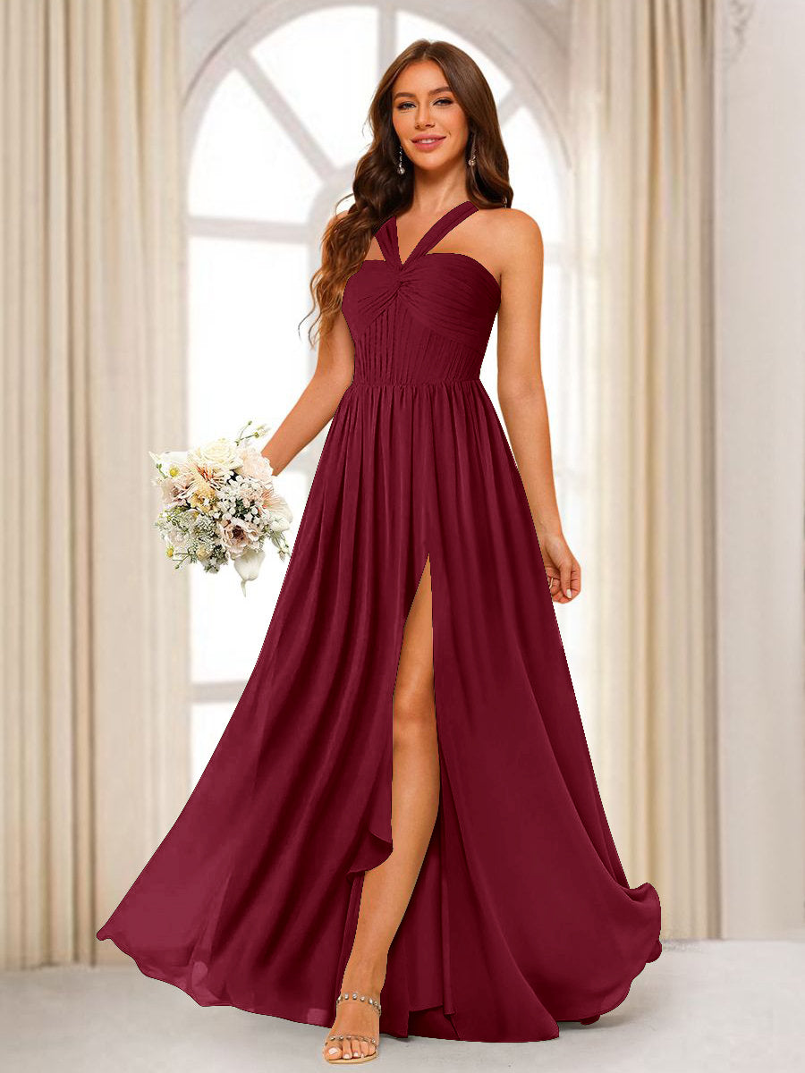 Bellamy Burgundy side view bridesmaid dress