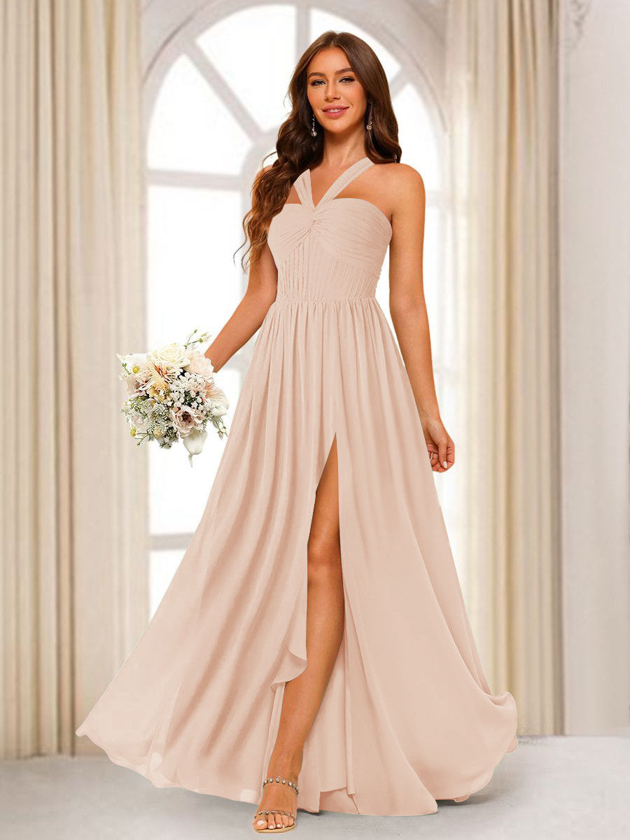 Bellamy Champagne front view bridesmaid dress