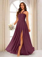 Bellamy Plum front view bridesmaid dress