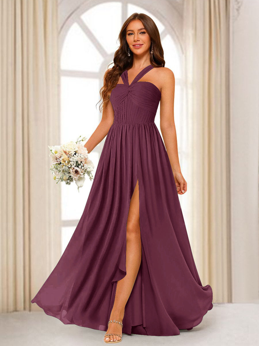 Bellamy Plum front view bridesmaid dress