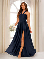 Bellamy Navy Blue front view bridesmaid dress