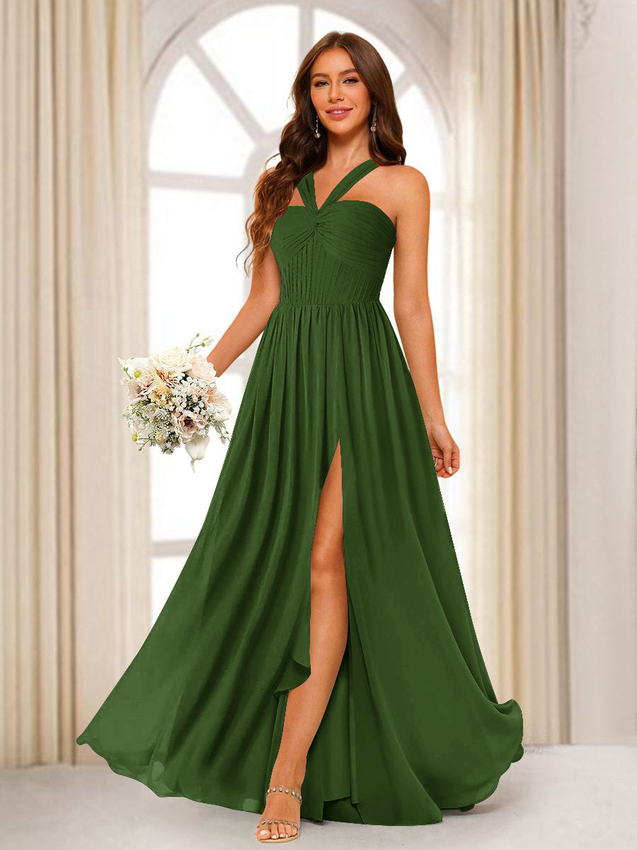 Bellamy Olive Green front view bridesmaid dress