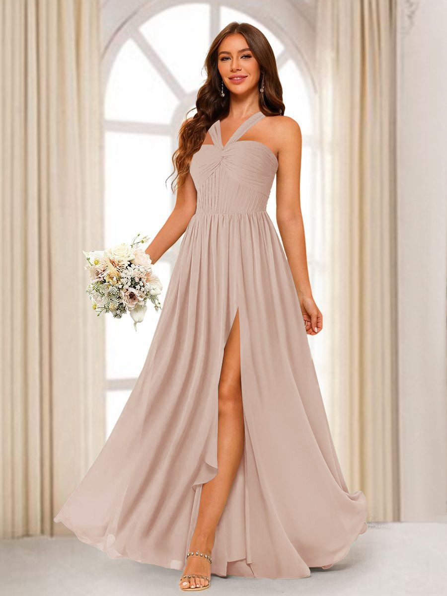 Bellamy Peach front view bridesmaid dress