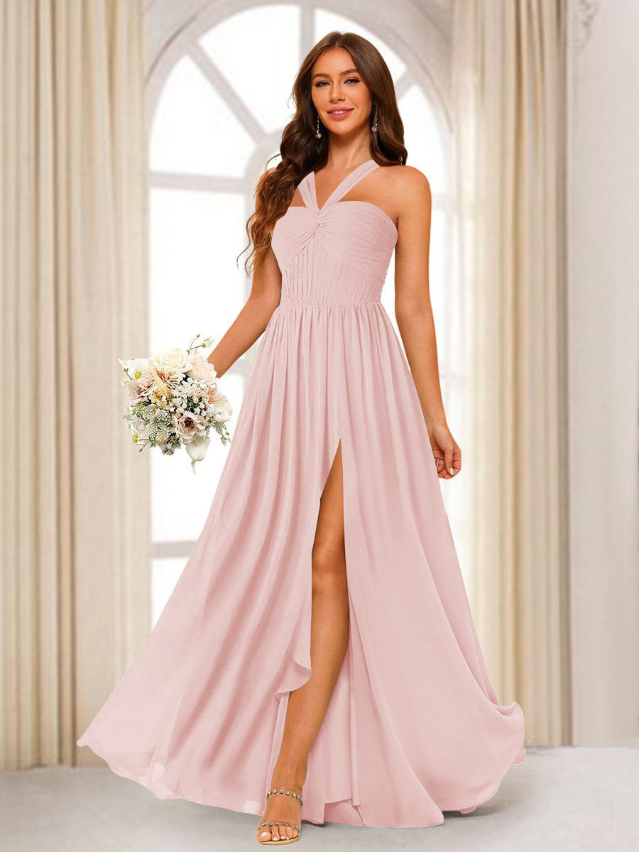 Bellamy Pearl Pink front view bridesmaid dress