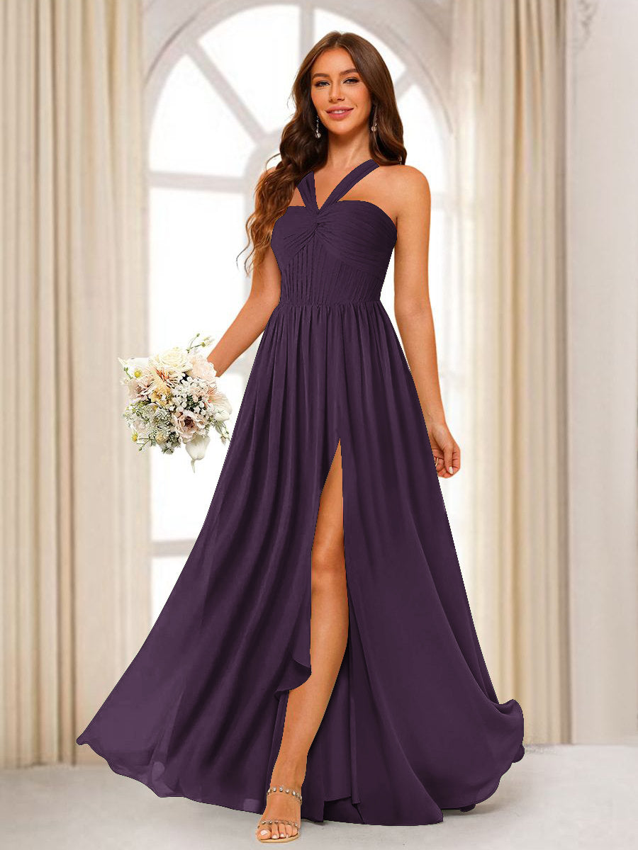 Bellamy Plum back view bridesmaid dress