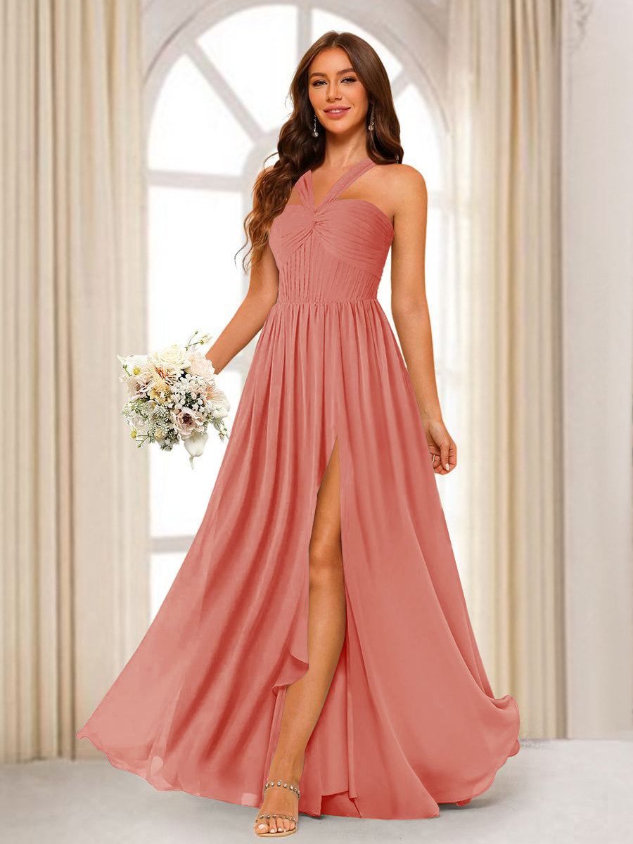 Bellamy Coral front view bridesmaid dress