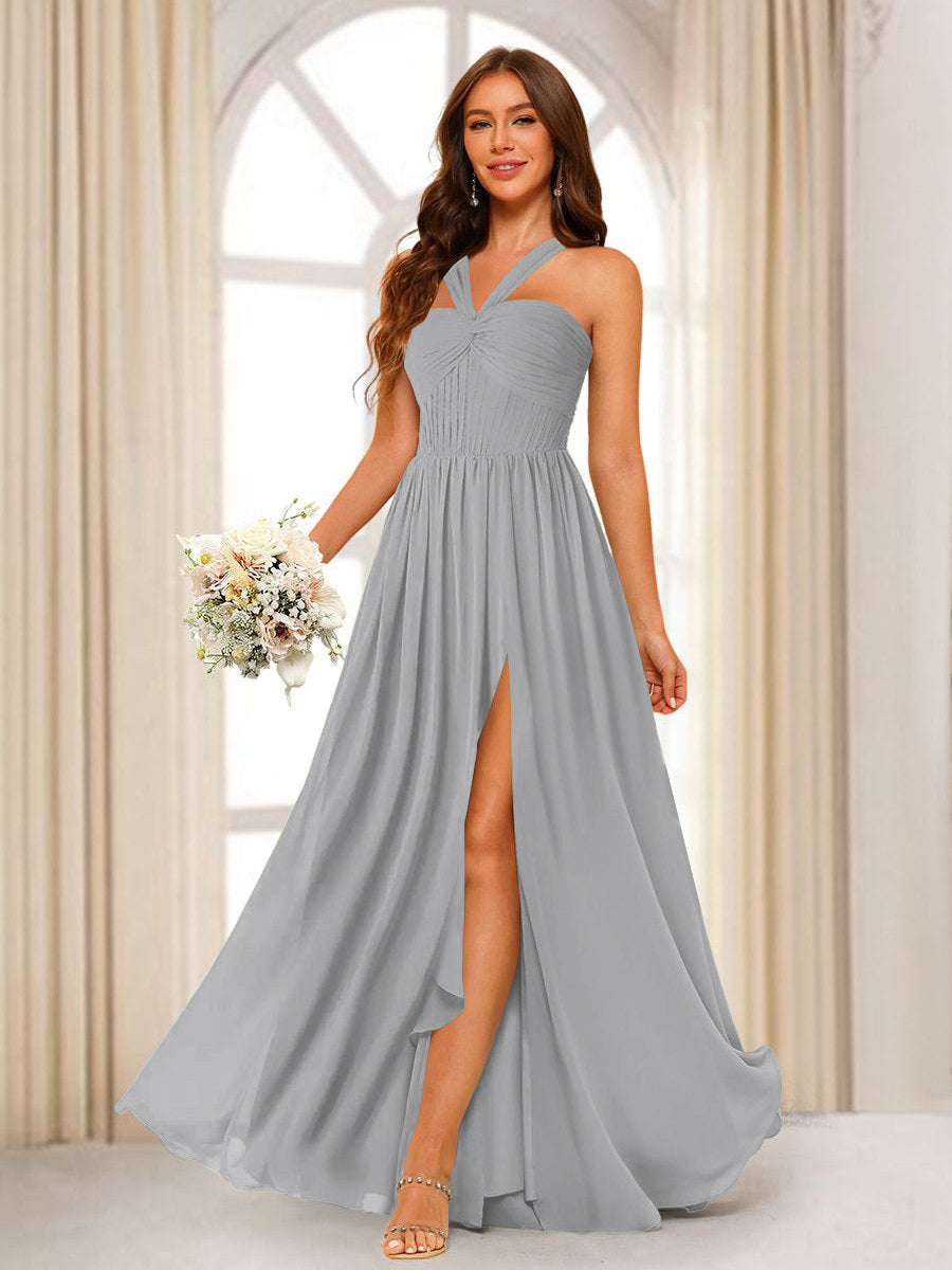 Bellamy Silver front view bridesmaid dress