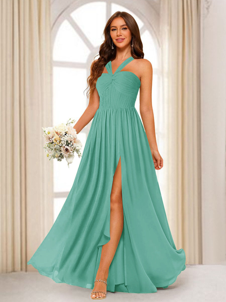 Bellamy Pool Blue back view bridesmaid dress