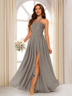 Bellamy Taupe front view bridesmaid dress