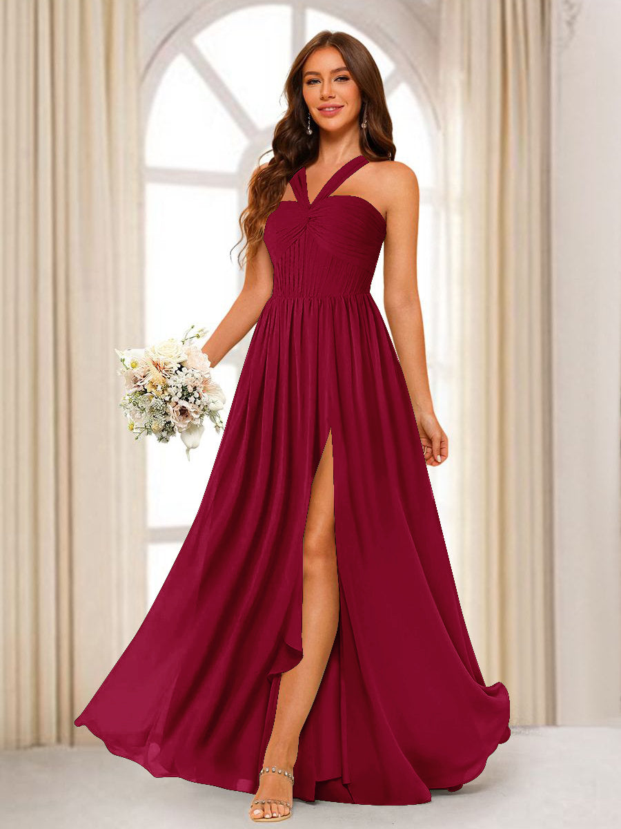 Bellamy Burgundy back view bridesmaid dress