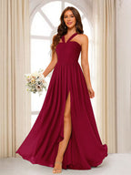 Bellamy Burgundy back view bridesmaid dress