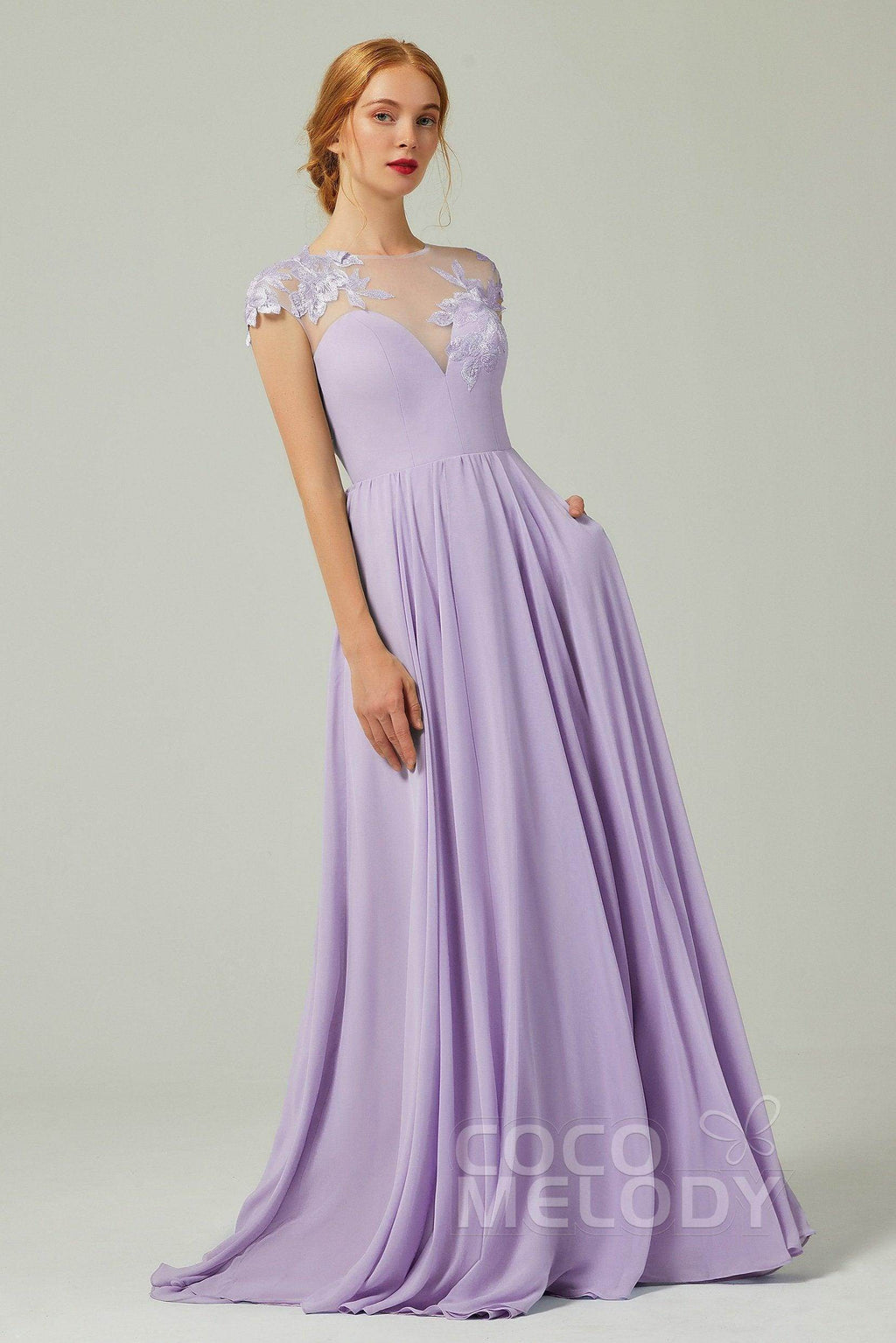 Elegant A Line Sweep Brush Train Chiffon Bridesmaid Dress CB0248PS Bridesmaid Dress