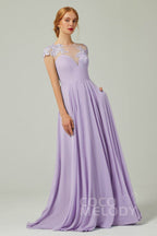 Elegant A Line Sweep Brush Train Chiffon Bridesmaid Dress CB0248PS Bridesmaid Dress
