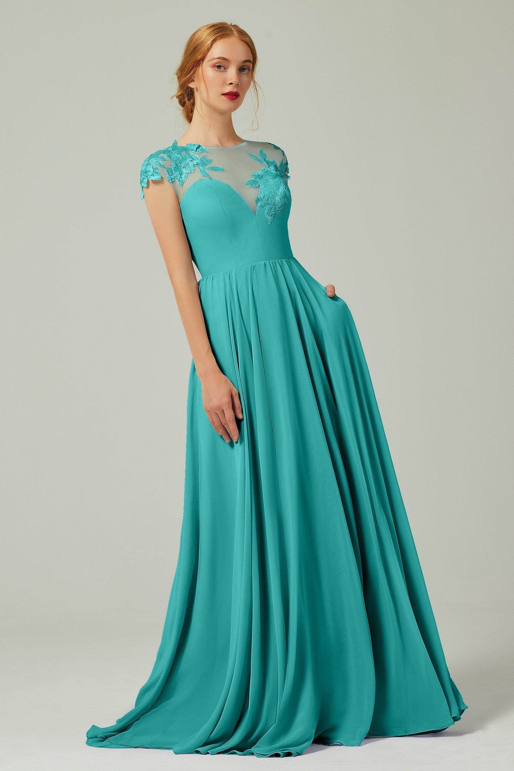 Elegant A Line Sweep Brush Train Chiffon Bridesmaid Dress CB0248PS Bridesmaid Dress