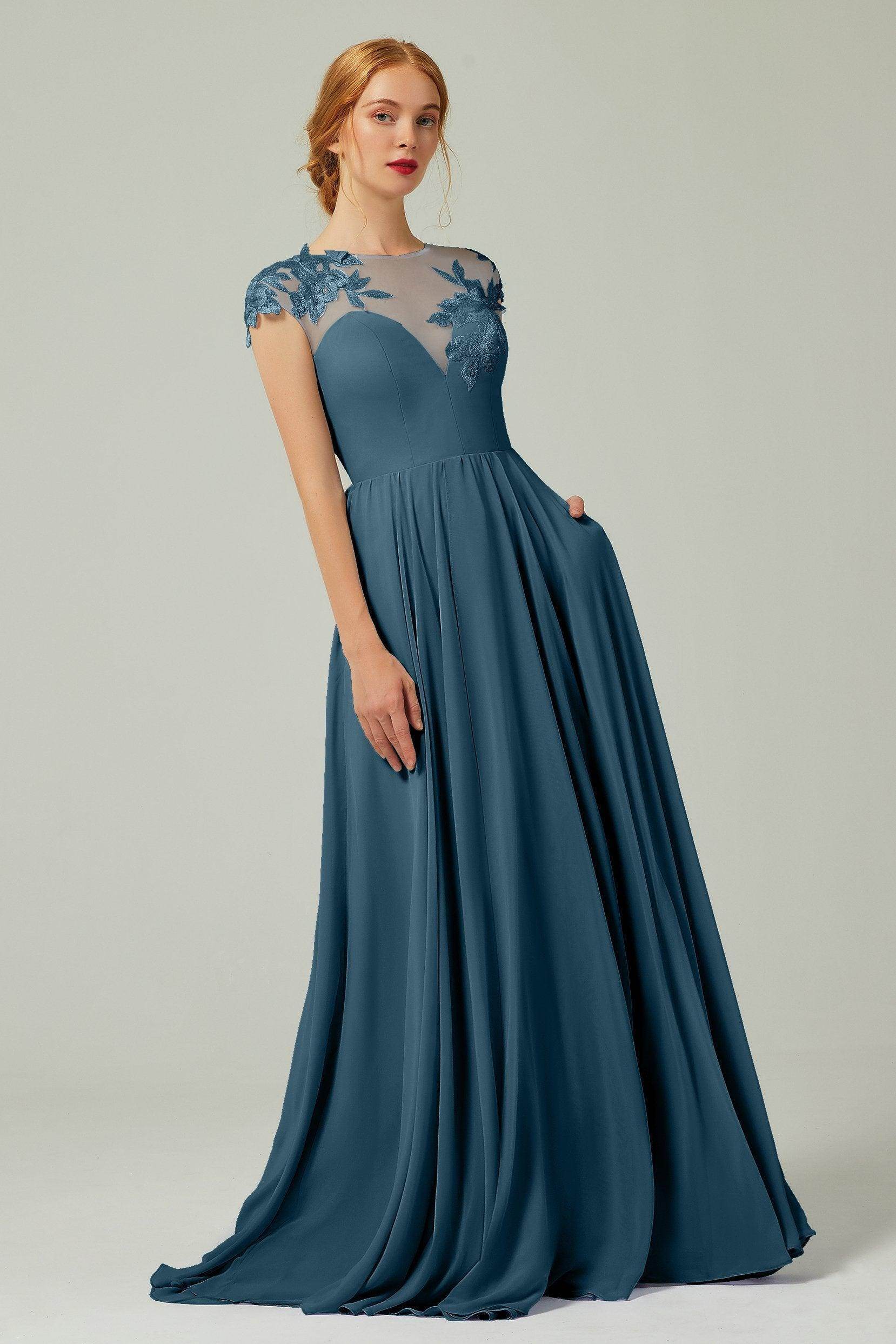 Elegant A Line Sweep Brush Train Chiffon Bridesmaid Dress CB0248PS Bridesmaid Dress