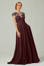 Elegant A Line Sweep Brush Train Chiffon Bridesmaid Dress CB0248PS Bridesmaid Dress