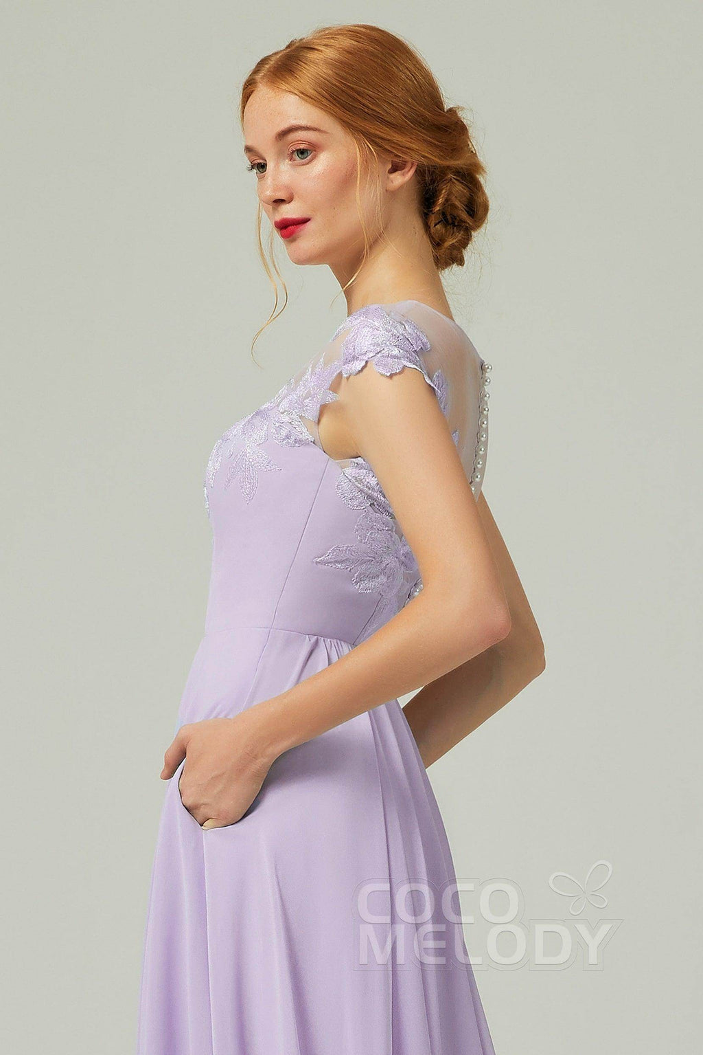 Elegant A Line Sweep Brush Train Chiffon Bridesmaid Dress CB0248PS Bridesmaid Dress