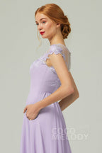 Elegant A Line Sweep Brush Train Chiffon Bridesmaid Dress CB0248PS Bridesmaid Dress