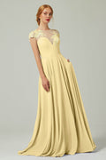 Elegant A Line Sweep Brush Train Chiffon Bridesmaid Dress CB0248PS Bridesmaid Dress