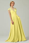 Elegant A Line Sweep Brush Train Chiffon Bridesmaid Dress CB0248PS Bridesmaid Dress