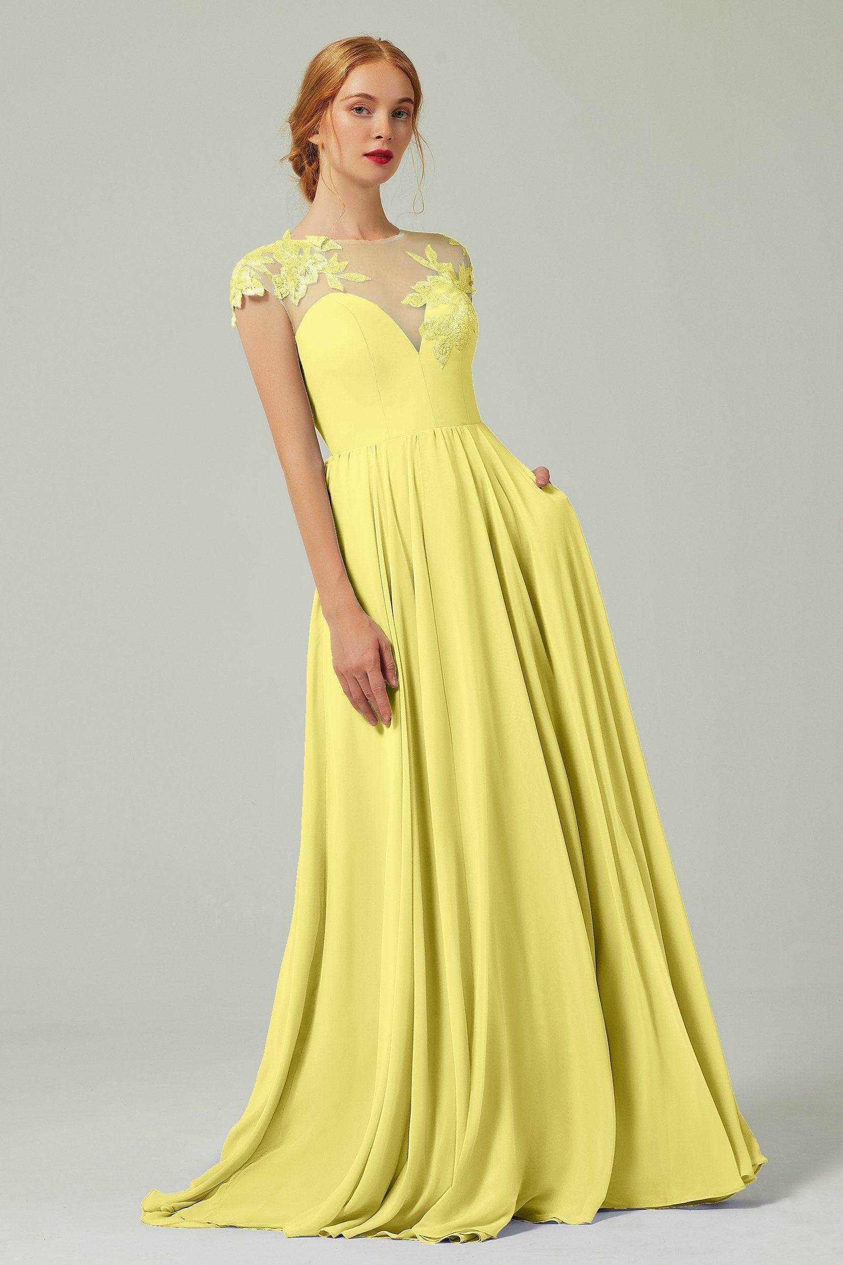 Elegant A Line Sweep Brush Train Chiffon Bridesmaid Dress CB0248PS Bridesmaid Dress