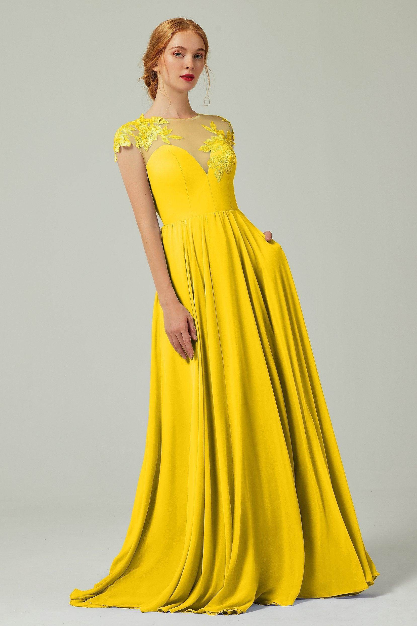 Elegant A Line Sweep Brush Train Chiffon Bridesmaid Dress CB0248PS Bridesmaid Dress