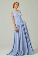 Elegant A Line Sweep Brush Train Chiffon Bridesmaid Dress CB0248PS Bridesmaid Dress