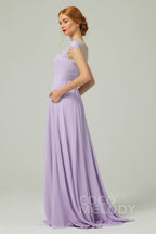 Elegant A Line Sweep Brush Train Chiffon Bridesmaid Dress CB0248PS Bridesmaid Dress