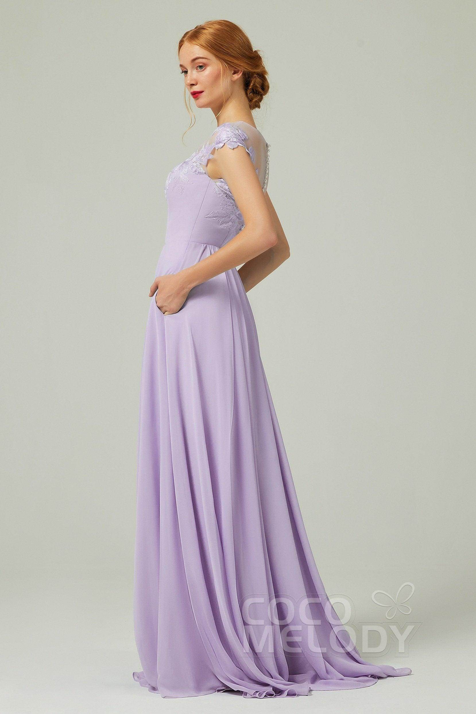 Elegant A Line Sweep Brush Train Chiffon Bridesmaid Dress CB0248PS Bridesmaid Dress