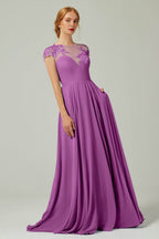Elegant A Line Sweep Brush Train Chiffon Bridesmaid Dress CB0248PS Bridesmaid Dress