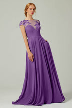 Elegant A Line Sweep Brush Train Chiffon Bridesmaid Dress CB0248PS Bridesmaid Dress