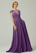 Elegant A Line Sweep Brush Train Chiffon Bridesmaid Dress CB0248PS Bridesmaid Dress
