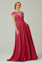 Elegant A Line Sweep Brush Train Chiffon Bridesmaid Dress CB0248PS Bridesmaid Dress