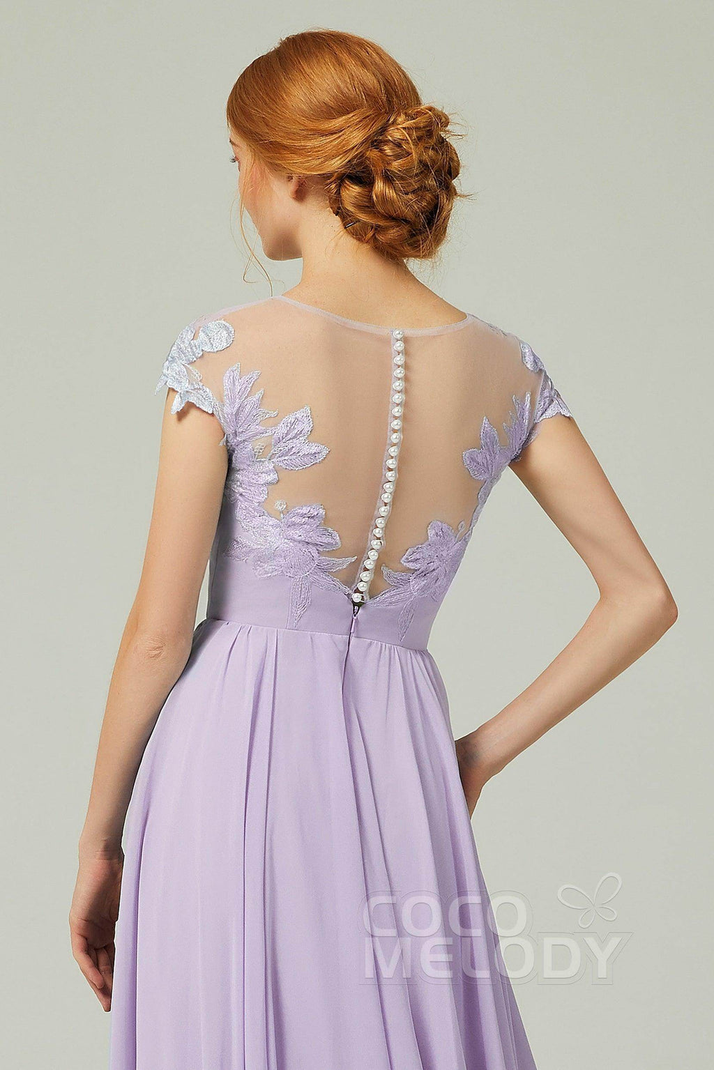 Elegant A Line Sweep Brush Train Chiffon Bridesmaid Dress CB0248PS Bridesmaid Dress