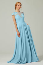 Elegant A Line Sweep Brush Train Chiffon Bridesmaid Dress CB0248PS Bridesmaid Dress