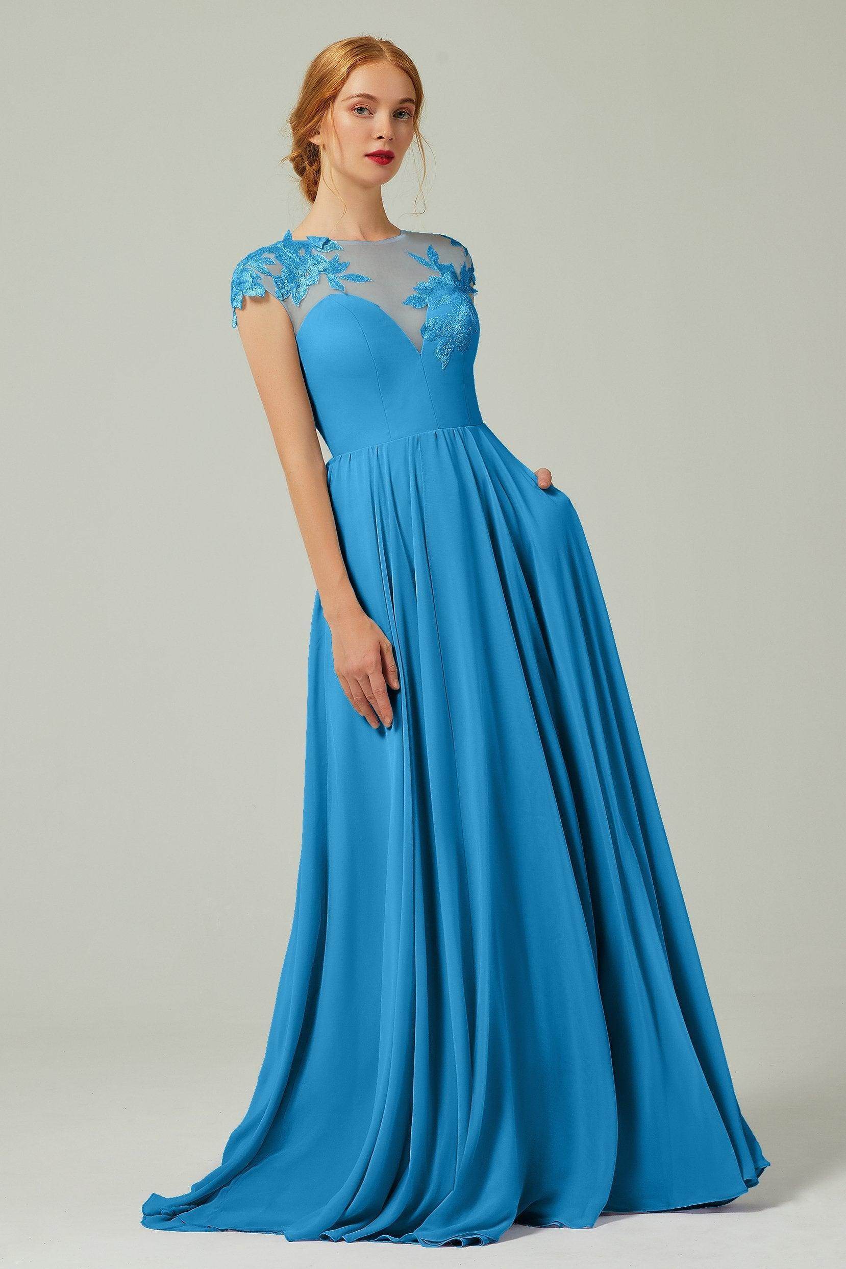 Elegant A Line Sweep Brush Train Chiffon Bridesmaid Dress CB0248PS Bridesmaid Dress