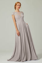 Elegant A Line Sweep Brush Train Chiffon Bridesmaid Dress CB0248PS Bridesmaid Dress