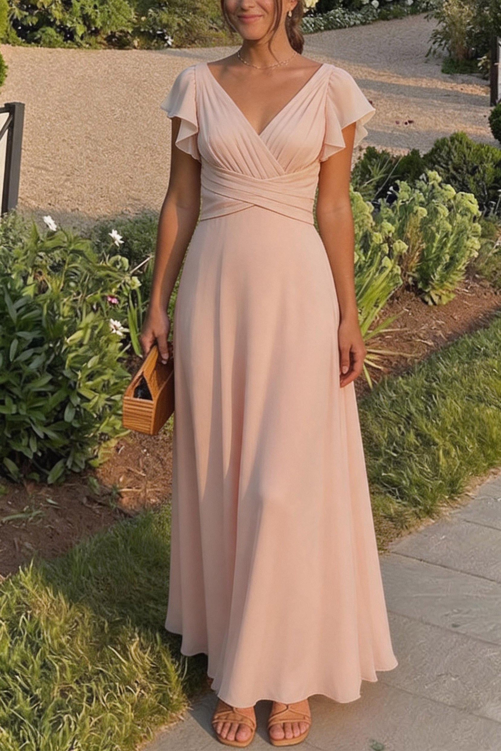 Elegant A Line Floor Length Chiffon Bridesmaid Dress Bridesmaid Dress