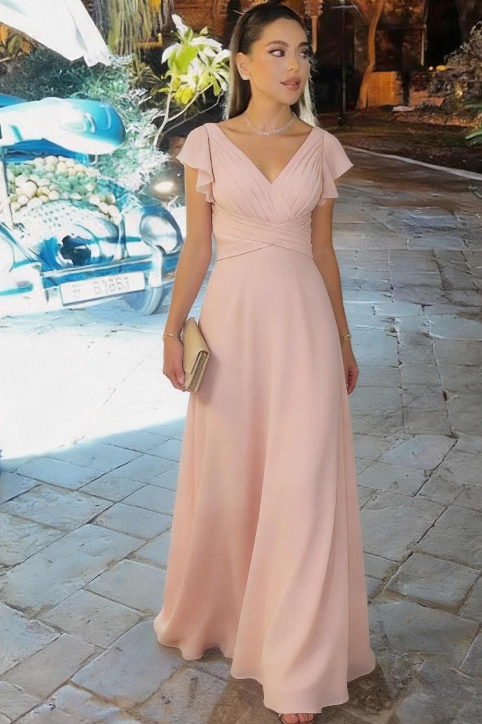 Elegant A Line Floor Length Chiffon Bridesmaid Dress Bridesmaid Dress