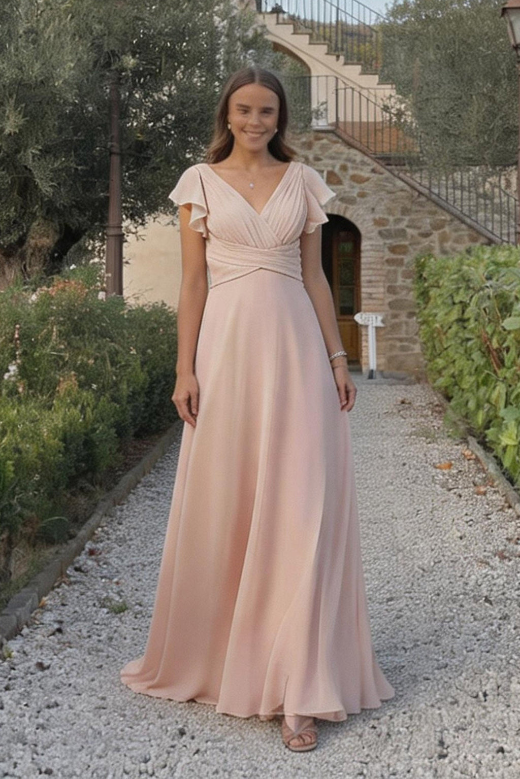 Elegant A Line Floor Length Chiffon Bridesmaid Dress Bridesmaid Dress
