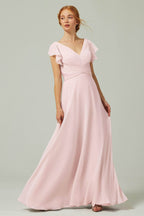 Elegant A Line Floor Length Chiffon Bridesmaid Dress Bridesmaid Dress