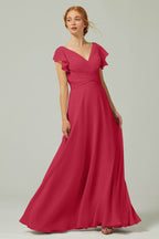 Elegant A Line Floor Length Chiffon Bridesmaid Dress Bridesmaid Dress