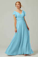 Elegant A Line Floor Length Chiffon Bridesmaid Dress Bridesmaid Dress